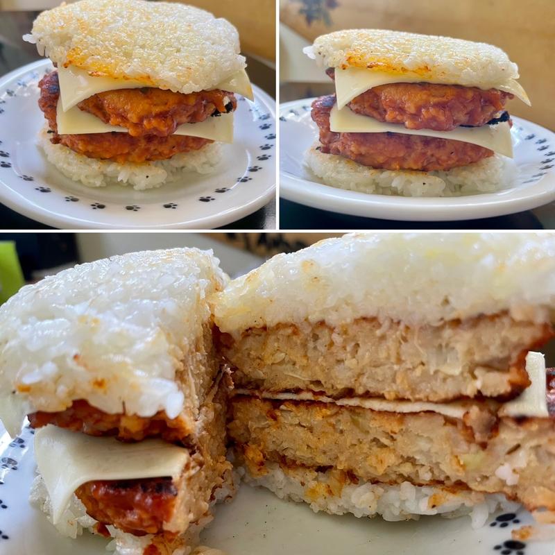 大豆ミートハンバーグのライスバーガー(自宅)