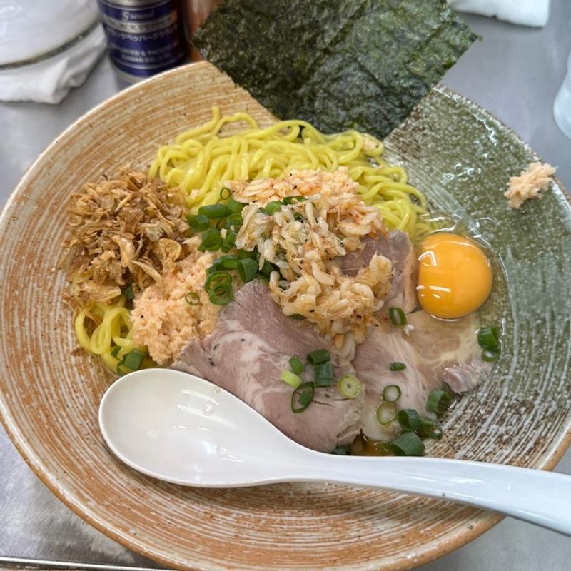桜海老と海老のまぜそば〜 割りスープ渡り蟹(覆麺 智 （ふくめん とも【旧店名】覆麺）)