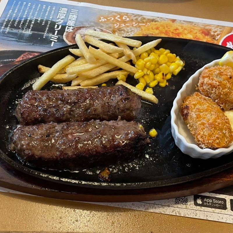 炭焼き超粗挽きビーフハンバーグ＆大粒牡蠣フライ(ステーキハウス ブロンコビリー新座野火止店)
