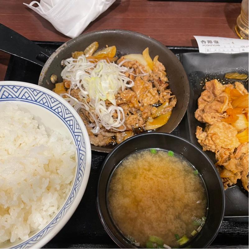 牛皿＋牛焼肉定食ご飯大盛り(吉野家 大宮店)