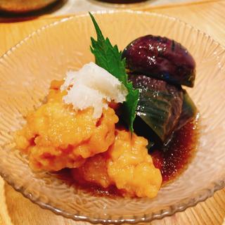 秋茄子と鶏むね肉の揚げ浸し(京都スタンドきよきよ)