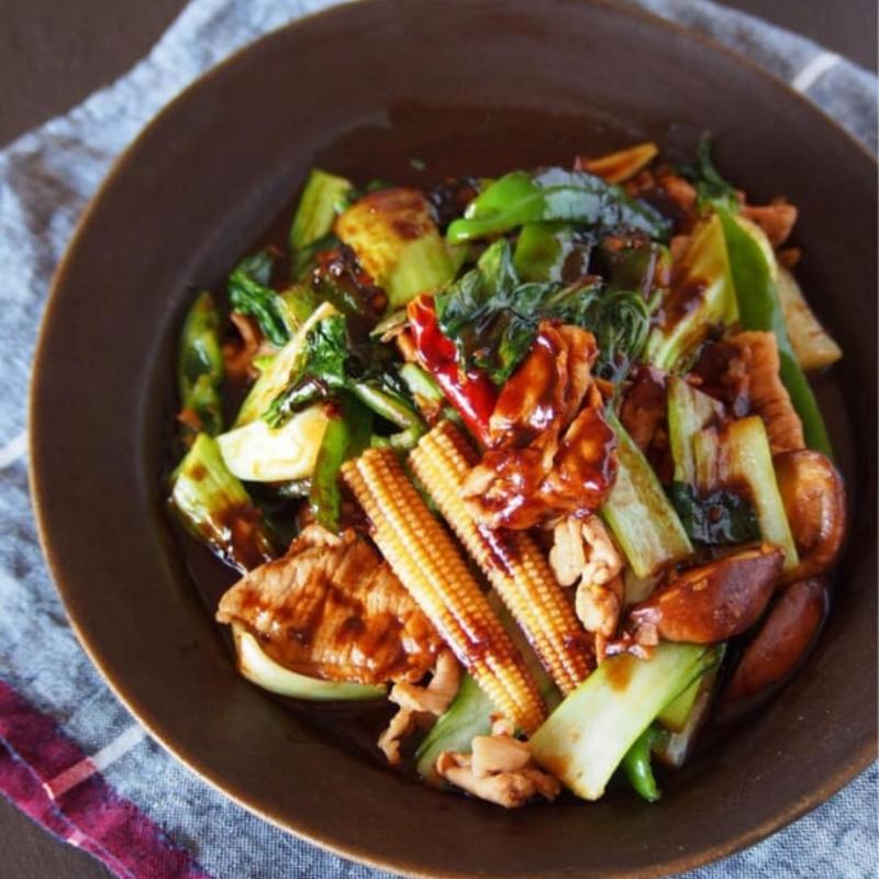 青梗菜と、豚肉の回鍋肉(家)