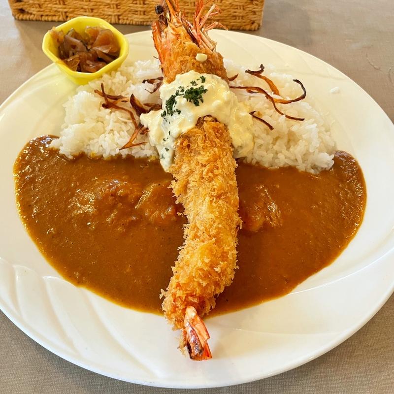 特大天然有頭エビフライカレー(ネプチューン)