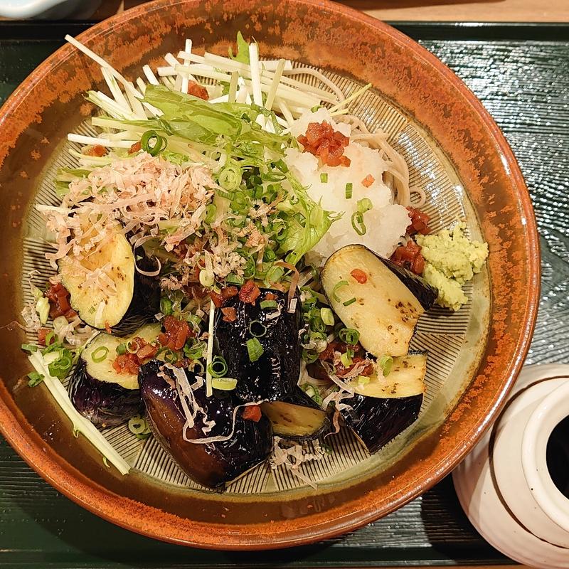揚げ茄子梅おろしそば(お風呂の王様　大井町店)