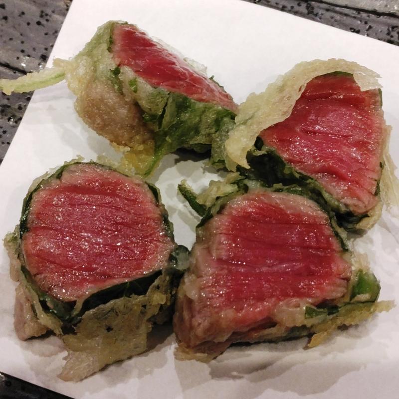 仙台牛の天ぷら(天ぷら酒場 ててて天)