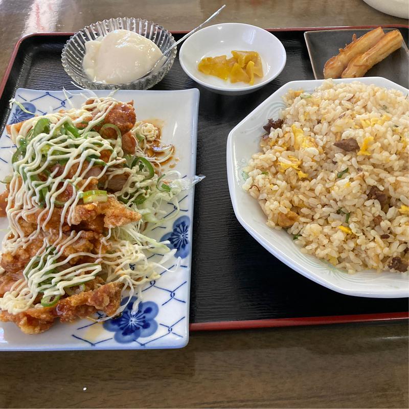 油淋鶏、チャーハン定食(中華本格料理 パンダ)