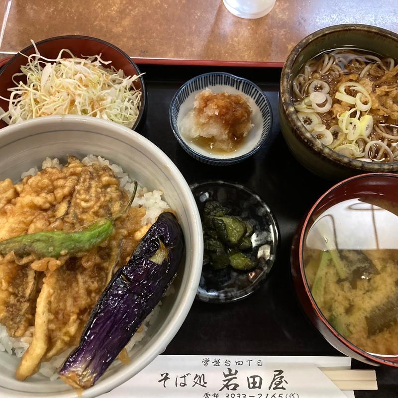 穴子天丼　お蕎麦セット(岩田屋)