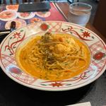 たっぷり海老とモッツァレラチーズのトマトクリーム(洋麺屋五右衛門 メルサ栄店)