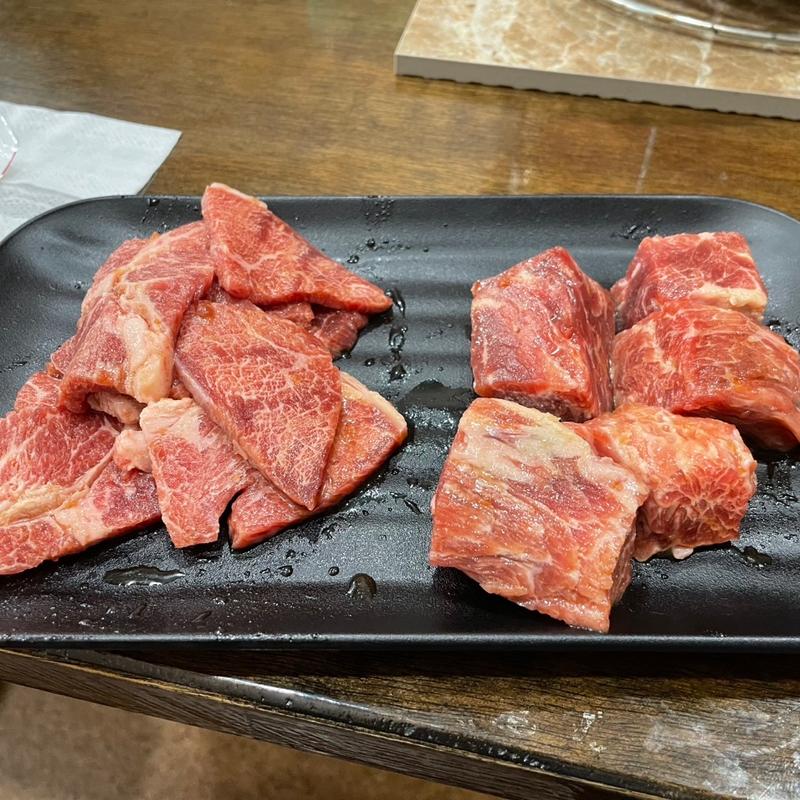 特性ダイスカットカルビ＆国産上カルビコンビ(七輪焼肉安安 羽生店)