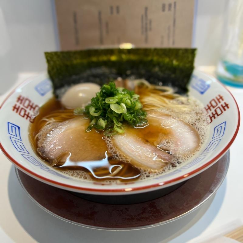 温製イリコそば②醤油味玉アローカナトッピング(上方レインボー)