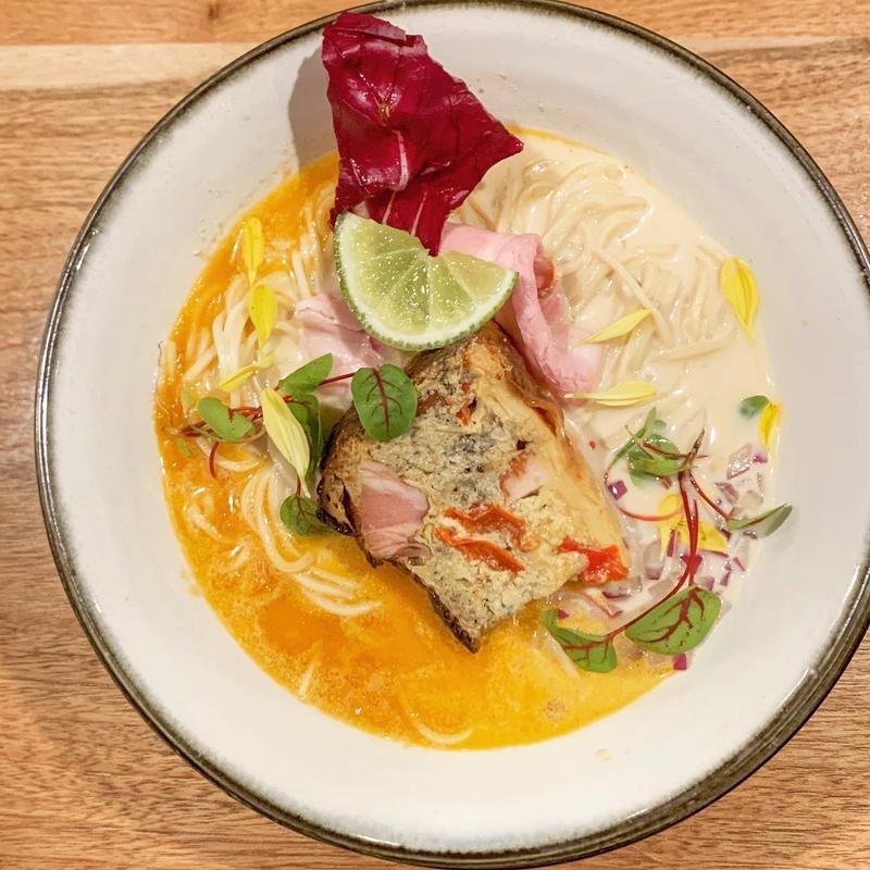 限定　冷やしカニらーめん　カニのキッシュと共に(海老丸らーめん)