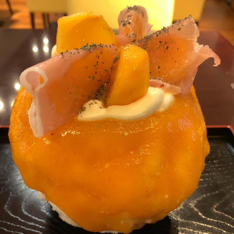 柿のかき氷〜生ハムとハニークリチ〜(かき氷専門店氷連)