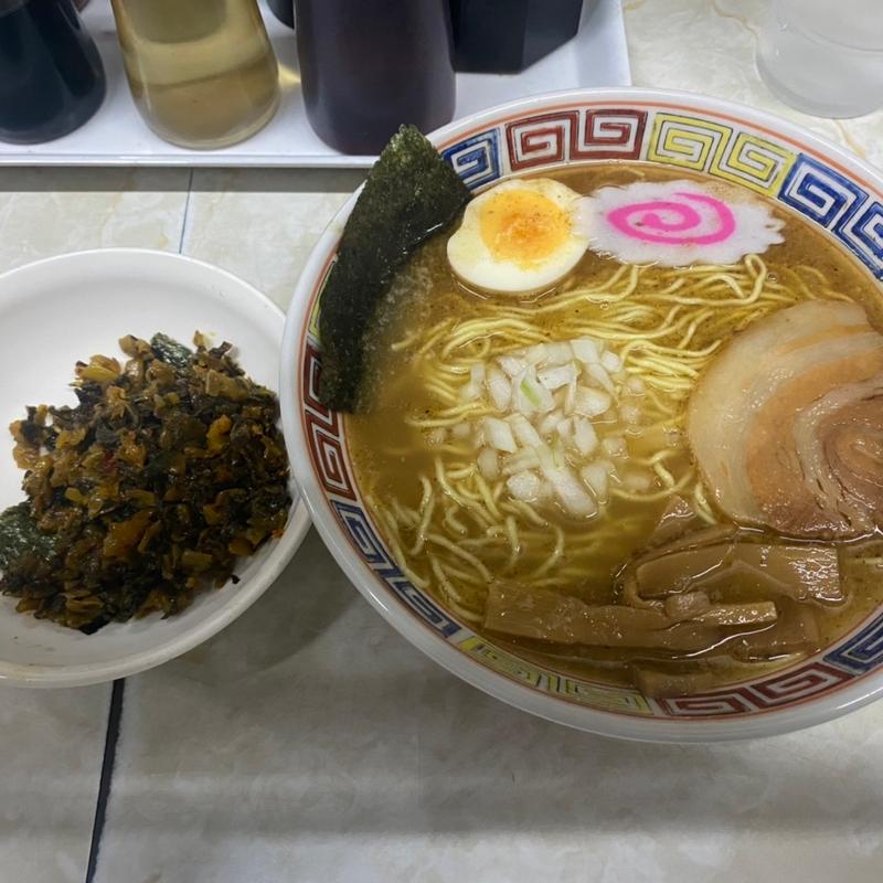 ラーメン並、高菜トッピング(長浜らーめん 八王子バイパス店)