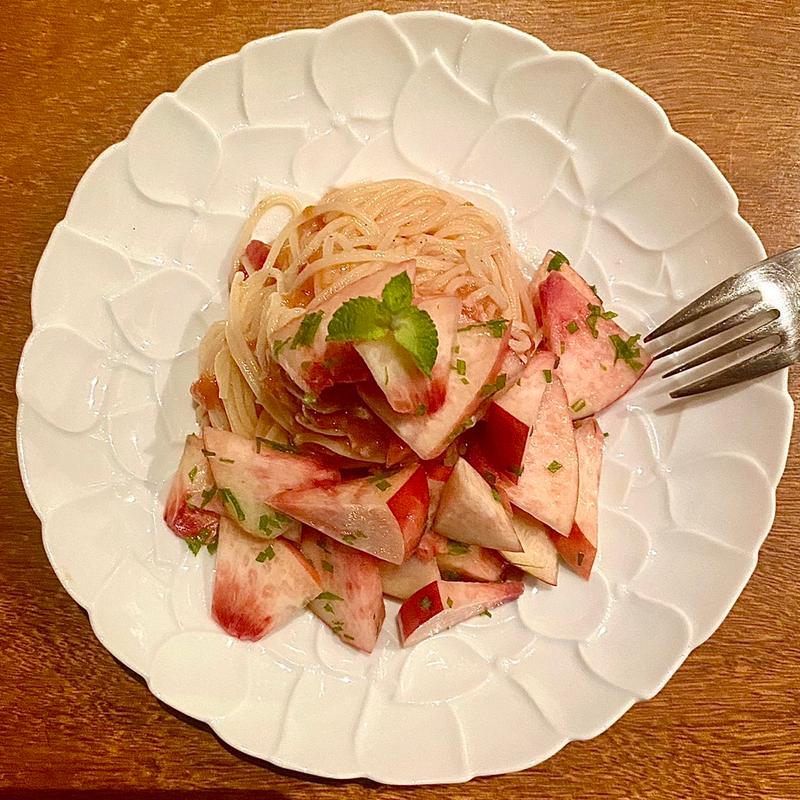 川中島白桃の冷製パスタ(コノ花まひろ )