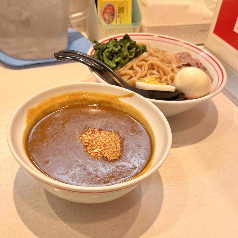 濃厚カレーつけ麺（トッピング:ゆで卵・ほうれん草）(蒙古タンメン中本 高田馬場店 （もうこたんめんなかもと）)