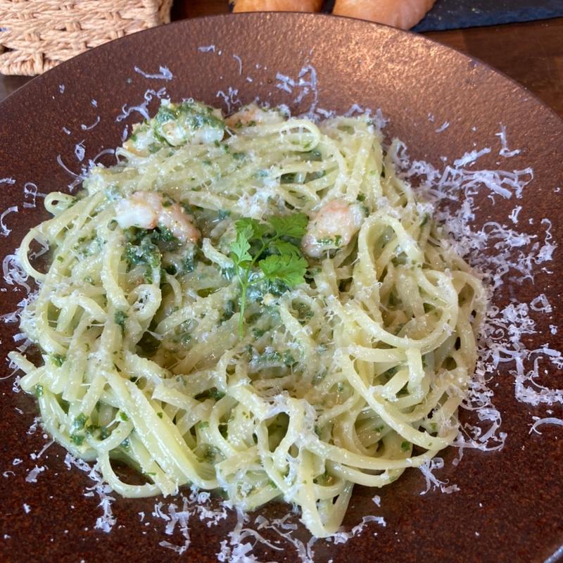 海老のジェノベーゼ(パスタ処 十兵衛)