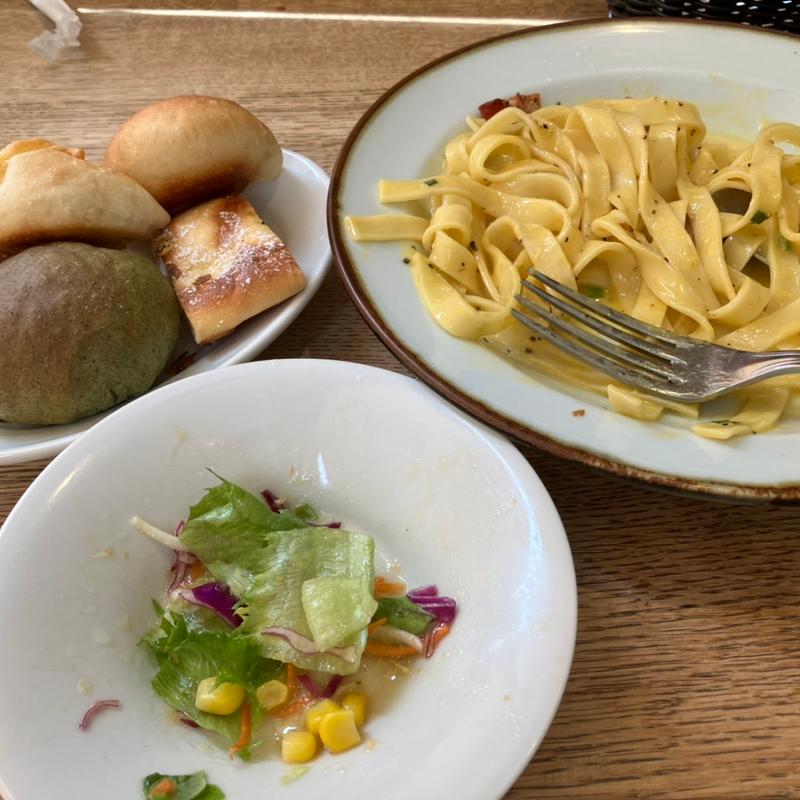 ベーコンのカルボナーラとLセット4（パン食+ドリンク飲(鎌倉パスタ 浜松中沢店)