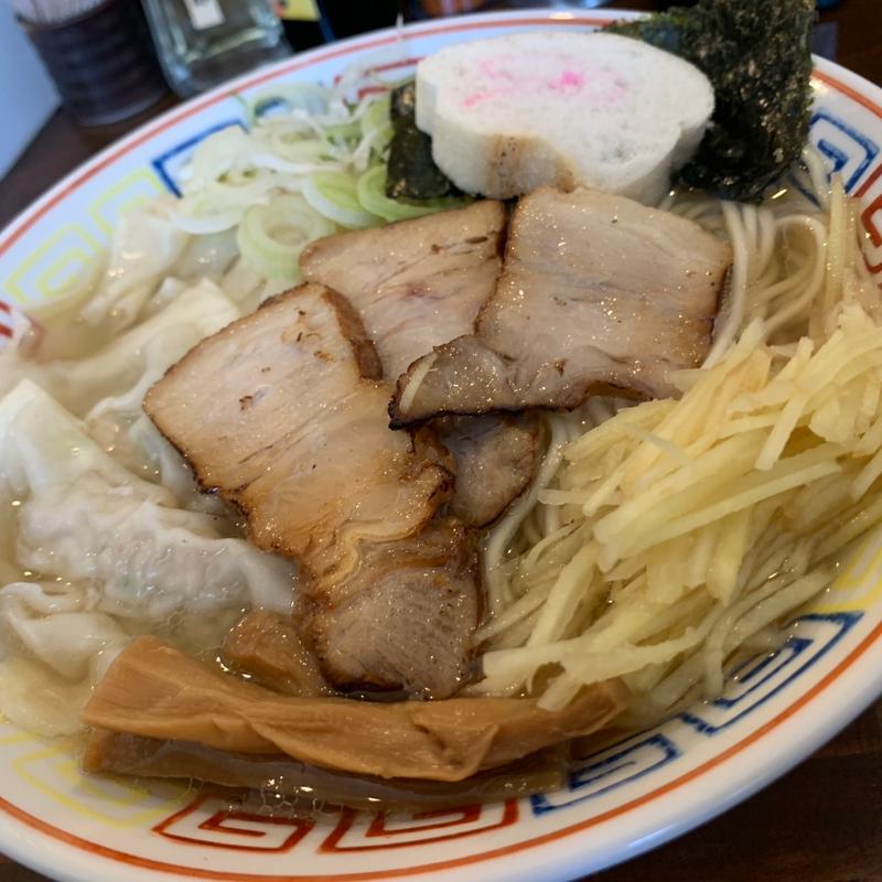 煮干 塩　大盛り　わんたん3玉　しょうが(煮干ラーメン 北栄)