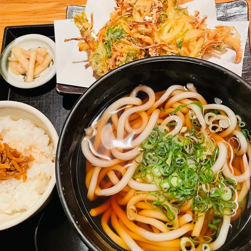 小海老と野菜のかき揚げうどん(でんのしおり 表参道店 )