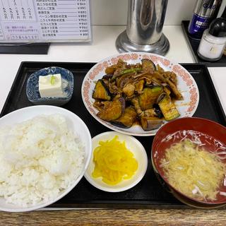 ナスと肉の味噌炒め定食(二味ラーメン )