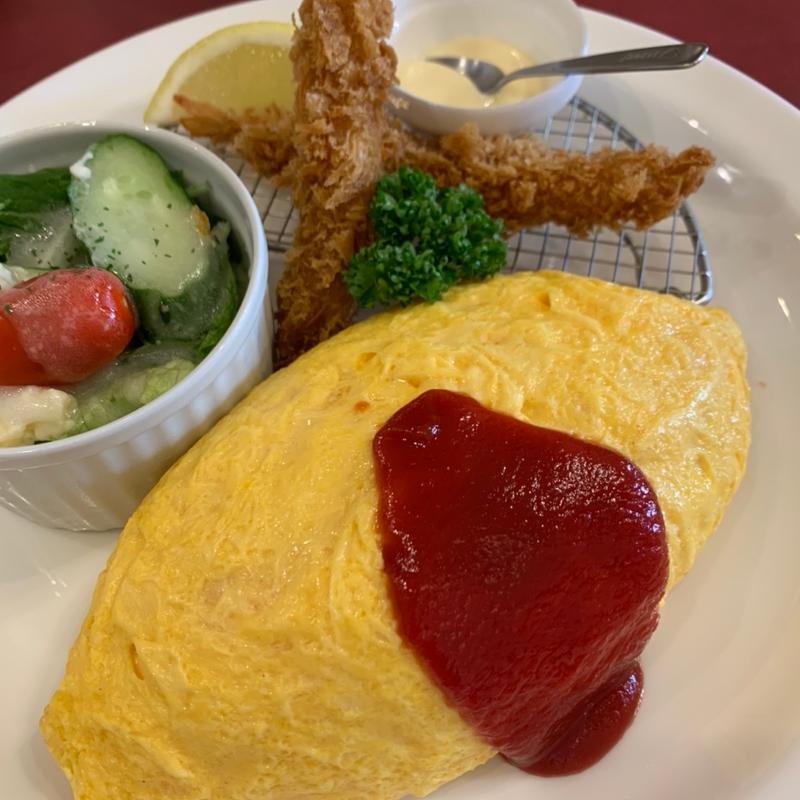 オムライスと海老フライ(ふたみ)