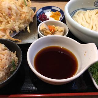 かき揚げ　すだちうどん定食(うどん花きり)