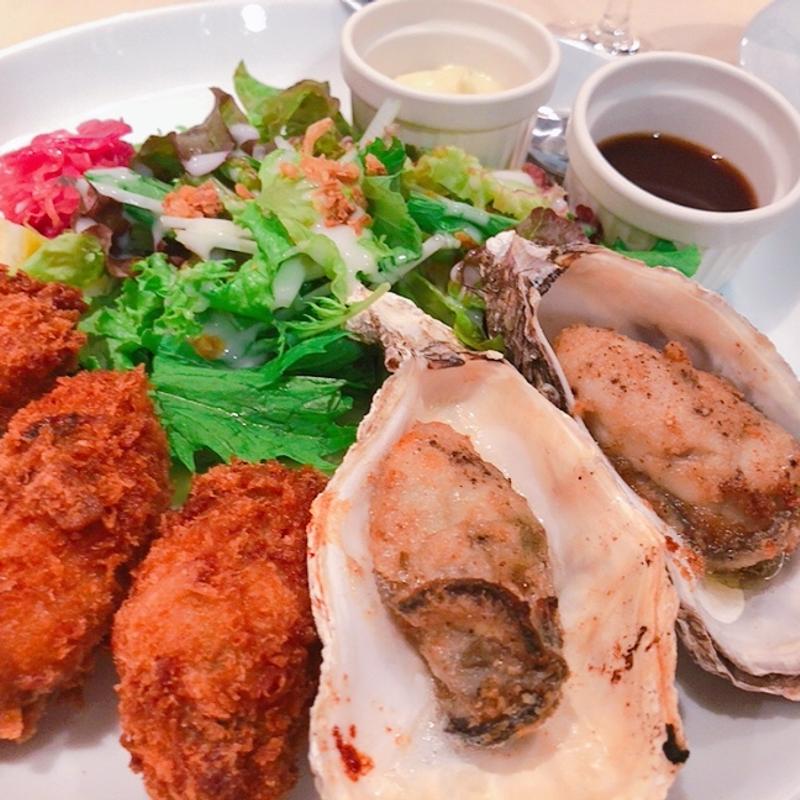 牡蠣のダブルランチ(【閉店】ガンボ＆オイスターバー 梅田NU茶屋町店 23/9/30閉店)