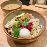 限定　秋香るポルチーニつけ麺　ローストチキン添え(海老丸らーめん)