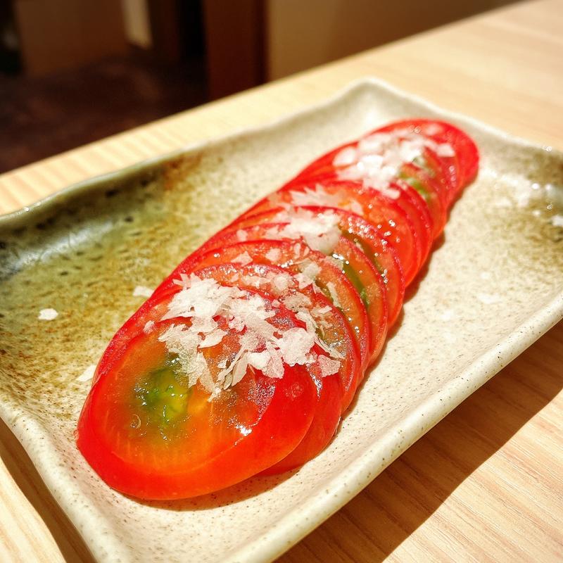 アメーラトマトの淡雪塩(肉やきとだしと博多うどん中目黒はし田)