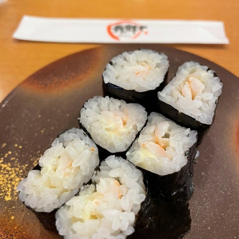 エビマヨ細巻き(廻し鮨 新鮮や 鮎川店)