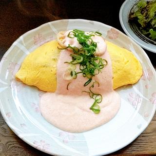 蓮根と高菜ごはんの明太子クリームソース(オムココワ)