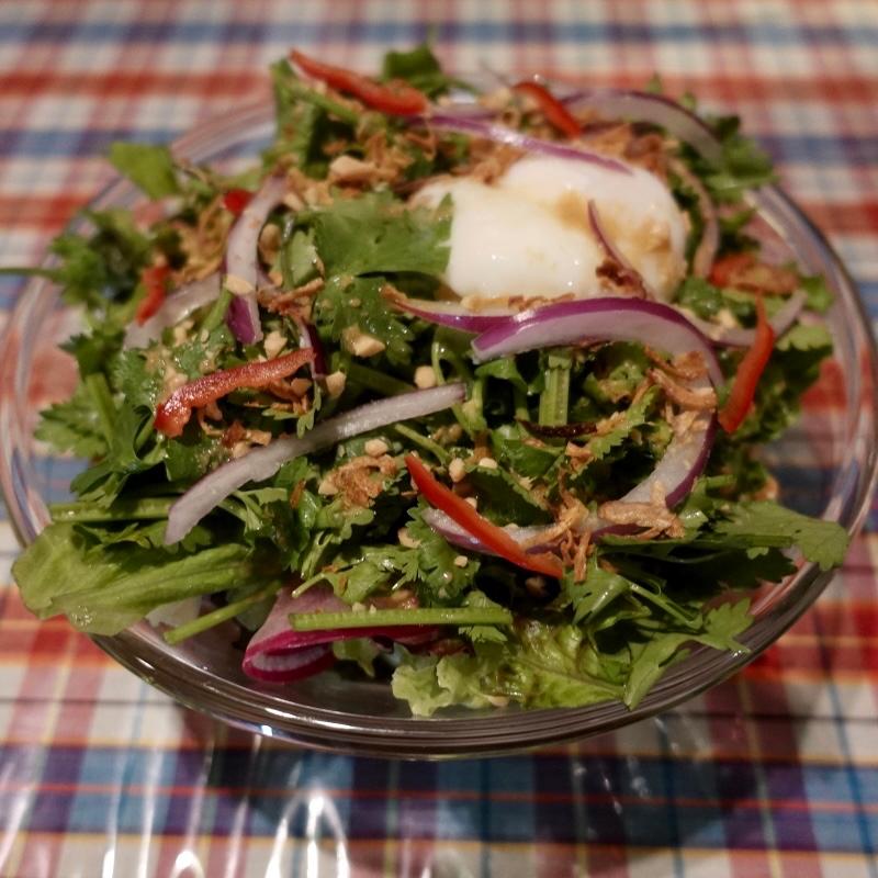 もりもりパクチーと半熟卵(アジア屋台ごはん 五五吉食堂)