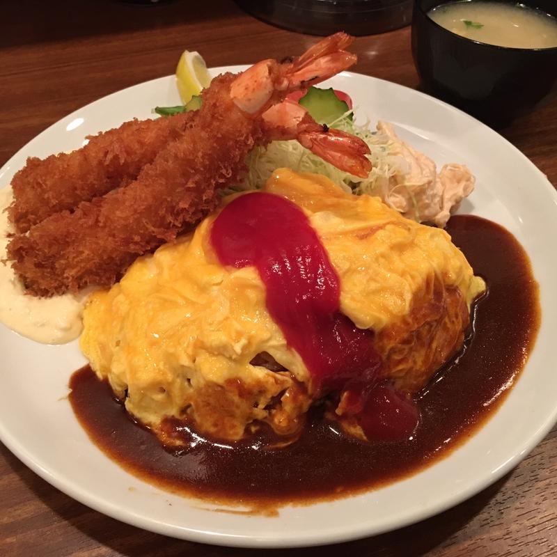 オムライス&エビフライ(グリル 欧風軒)