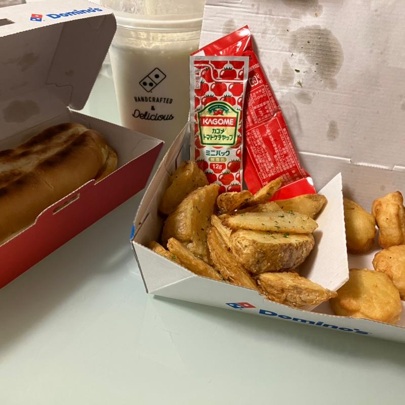 ピザサンドマルゲリータとポテナゲとハッピーミルクシェィク(ドミノ・ピザ浜松高丘店)