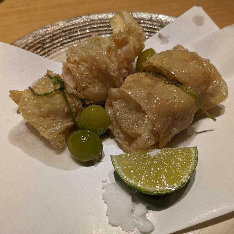 胡麻豆腐と栗の東寺揚げ、銀杏(みこころや )