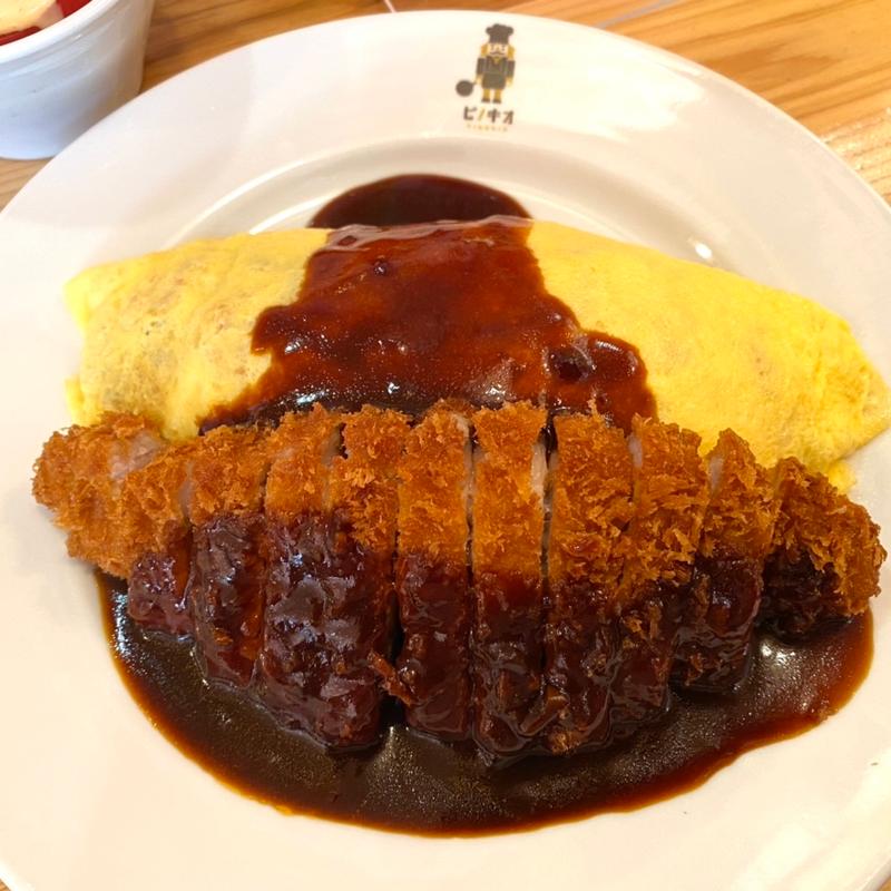 オムライスとポークカツ(喫茶店 ピノキオ 松原天美店)