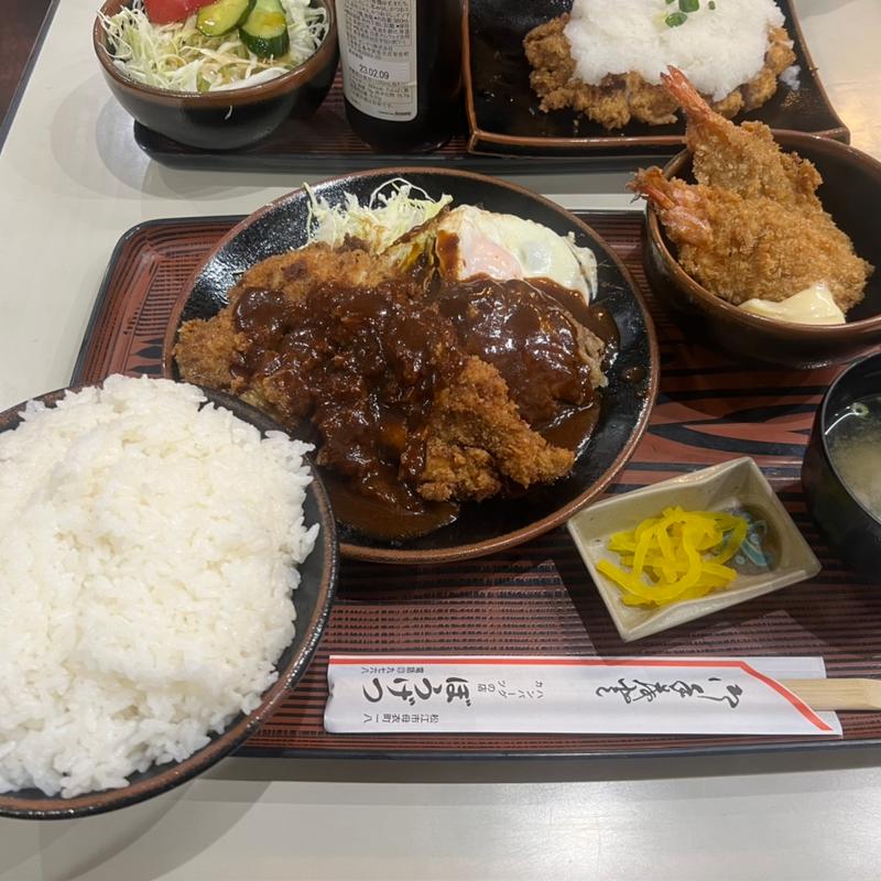 ミックス（ハンバーグ、チキンカツ、エビフライ）(ぼうげつ )