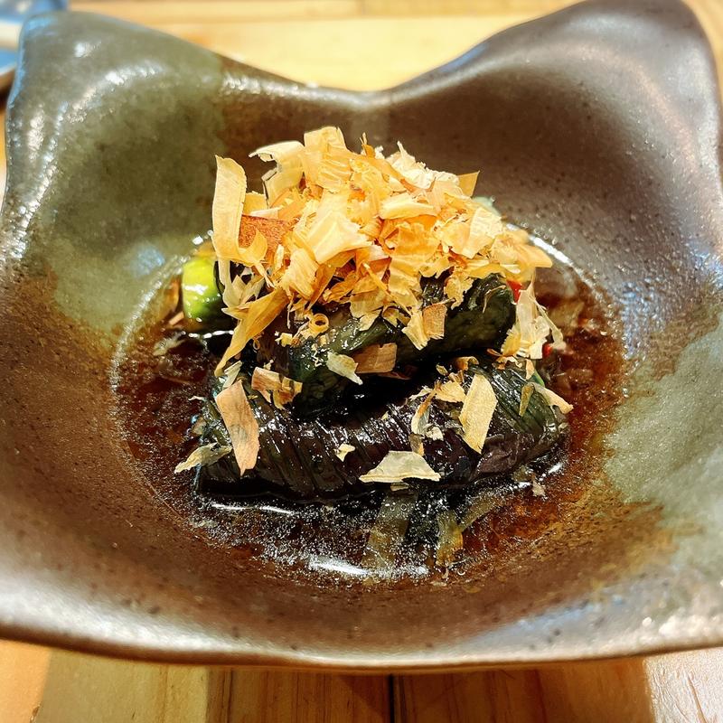 秋茄子の揚げびたし(大衆酒場 チャン栓チャン)