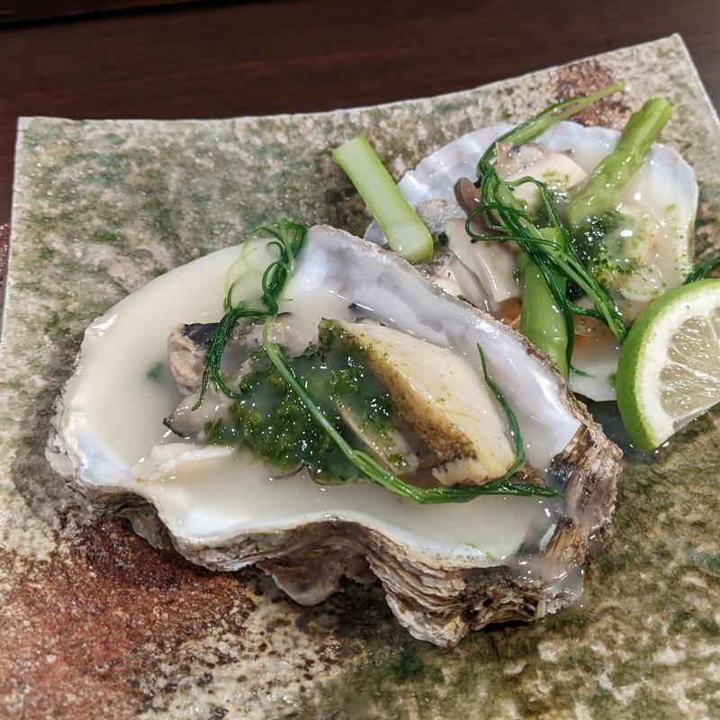 蒸し物：鱸、帆立貝柱つぶ貝磯蒸し、岩牡蠣、蒸し鮑(ランプの宿 （らんぷのやど）)