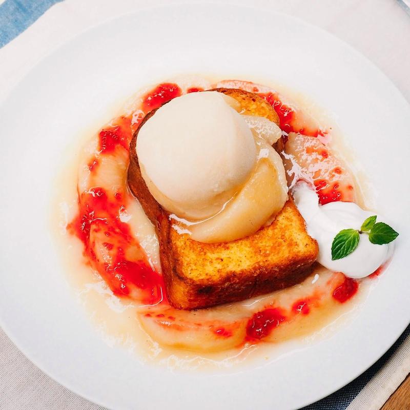 桃づくしのフレンチトースト(チャイブレイク)