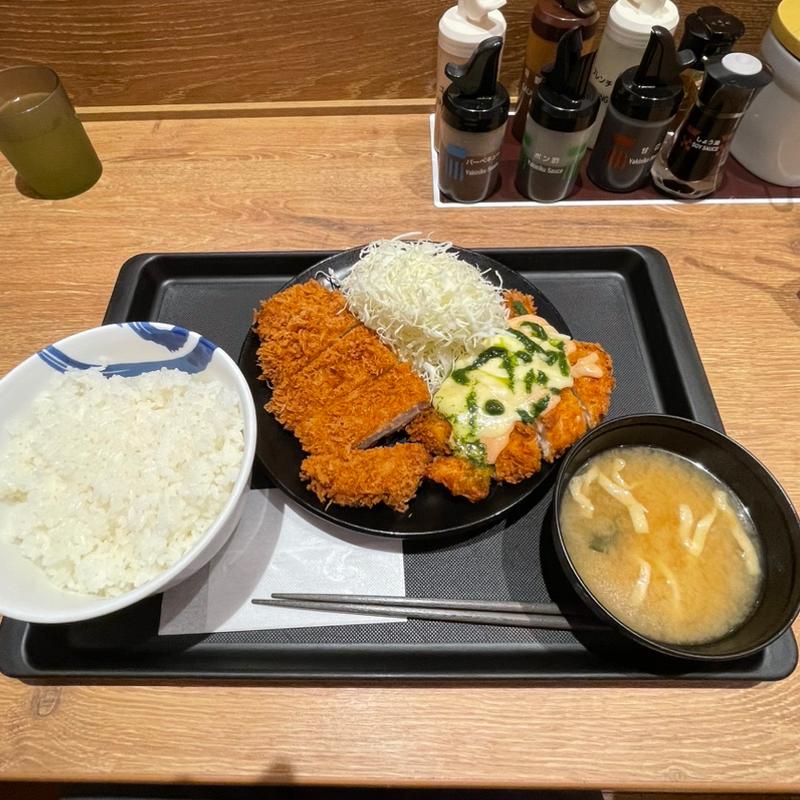 ロースかつ＆明太チーズささみかつ定食(松屋 姶良加治木店（松のや併設） )