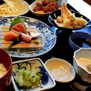 お造り天ぷら定食(一汁萬菜がんこ寿司 千里中央店)