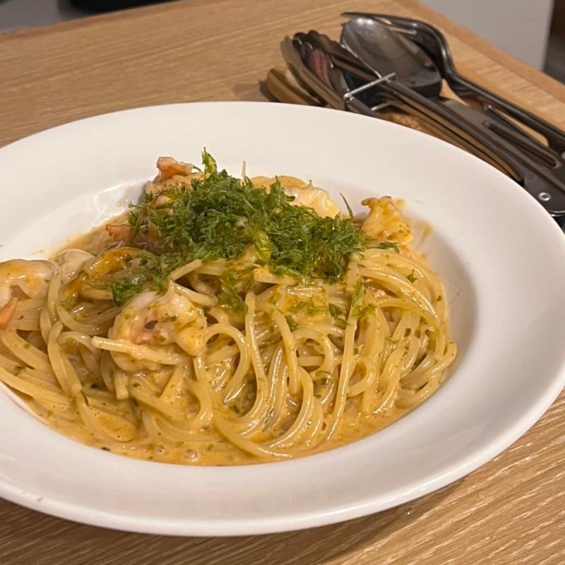 ハーブ海老の岩のりクリームパスタ(バル鈴５)