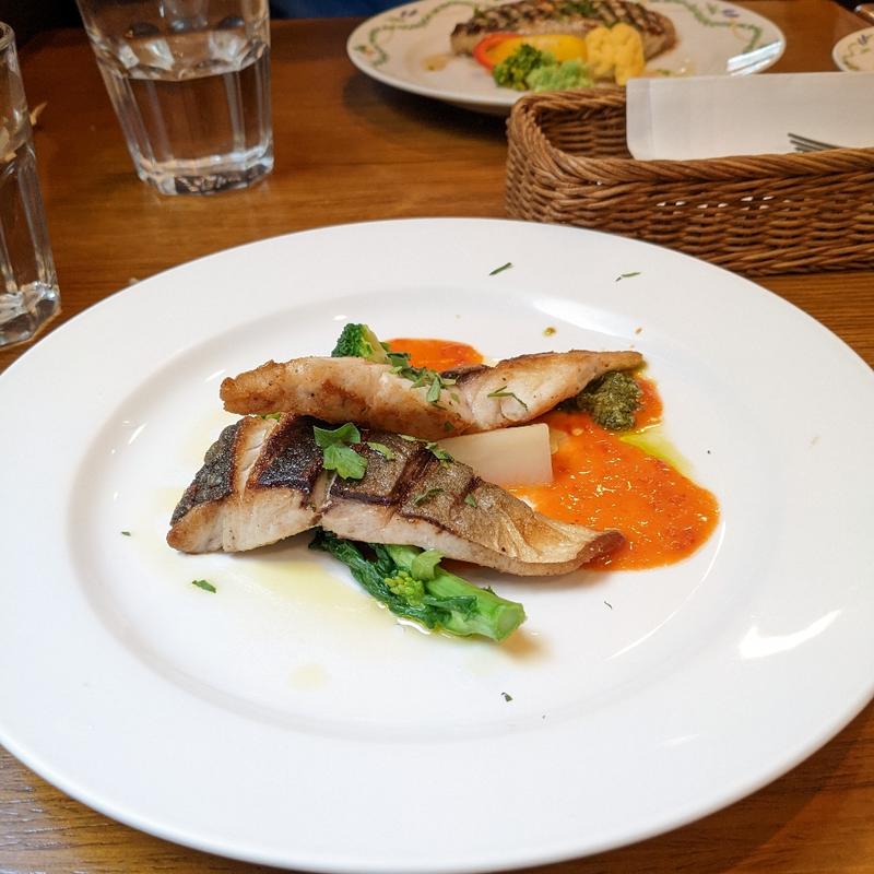 Bパスタ＆メイン　鮮魚のソテー　ガスパチョソース(クッチーナ イタリアーナ アンゴロ)