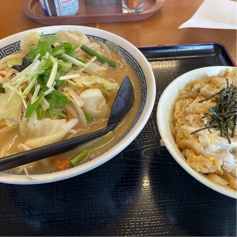 野菜たっぷり味噌ラーメン　ミニ玉子丼(山田うどん食堂 木曽根店)