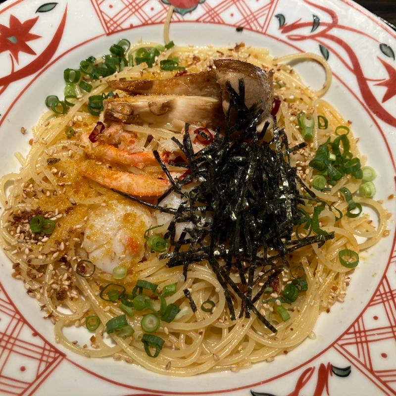 白神あわび茸と紅ズワイガニと帆立のペペロンチーノ(洋麺屋五右衛門仙台吉成店)