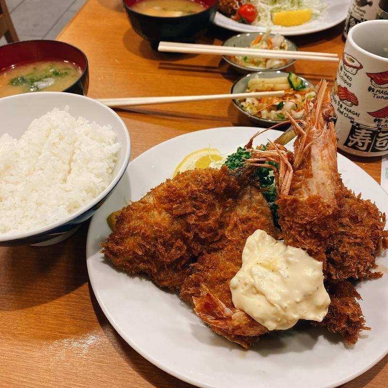 アジフライとカキフライ、エビフライ(八千代)