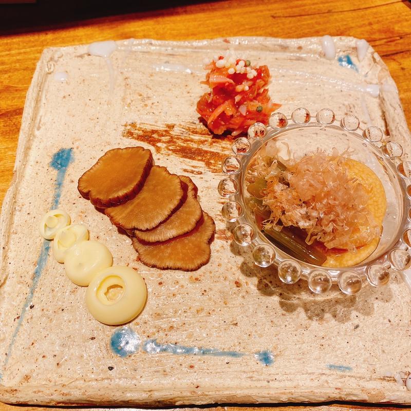 おまかせ酒の肴三種盛り(炭焼笑店 陽 お初天神　裏参道 )