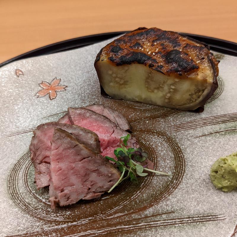 毬姫牛ロースト秋茄子鴫焼(浄土ヶ浜パークホテル )