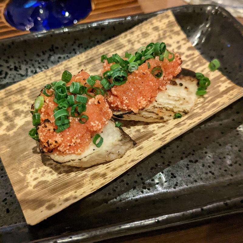 明太子のせ炙り長芋の醬油漬け(和酒BAR　楽土)